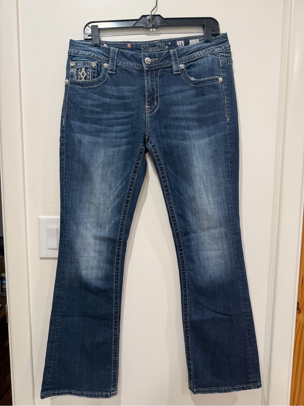 Miss Me Blue Bootcut Jeans with Embroidered Coin Pocket